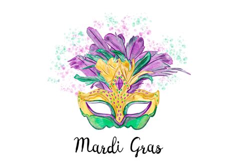 Creative Purple And Green Watercolor Mardi Gras Mask Vector 142059 ...