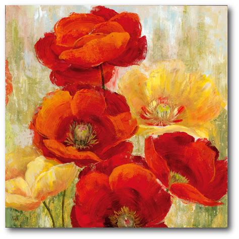 Red & Gold Poppies I Gallery-Wrapped Canvas Wall Art, 16x16 - Walmart.com - Walmart.com