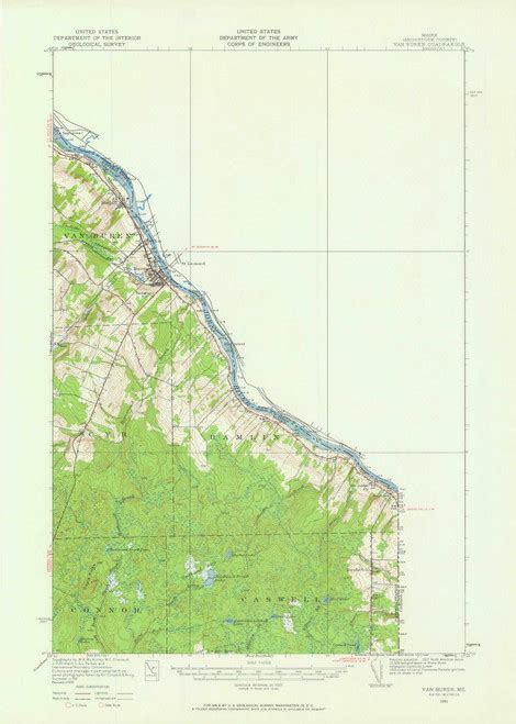 Van Buren, Maine 1951 (1960) USGS Old Topo Map Reprint 15x15 ME Quad 306823 - OLD MAPS