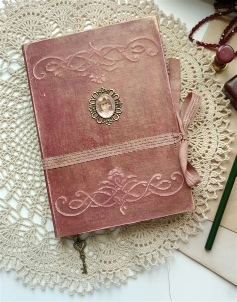 Red Vintage Style Journal A5, Hardcover journal by NotebooksLoraFortune. Blank journal, Vintage ...