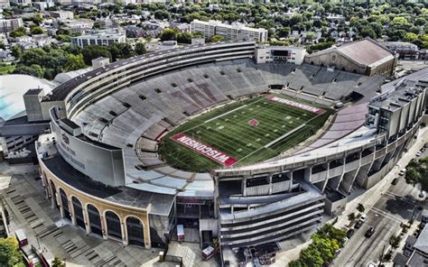 Herunterladen 4k, camp randall stadium, luftbild, wisconsin badgers stadium, american football ...