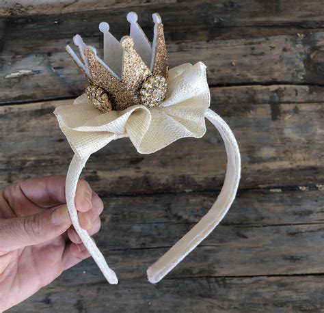 Ivory Gold Crown Headpiece Headband - Etsy | Diy hair accessories, Diy hair bows, How to make ...