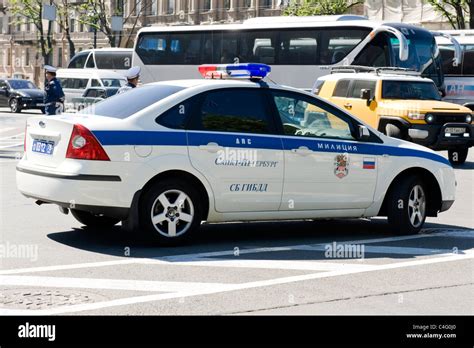 Russia , St Petersburg , Russian Ford new look police car with Stock ...