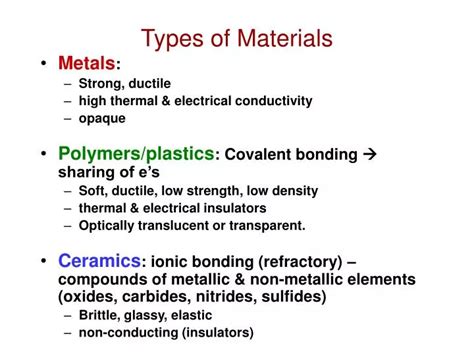 PPT - Types of Materials PowerPoint Presentation, free download - ID:4269223