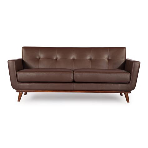 Jackie Mid Century Modern Vintage Leather Loveseat | Wayfair