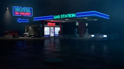 Night Lights City, neon gas station HD wallpaper | Pxfuel