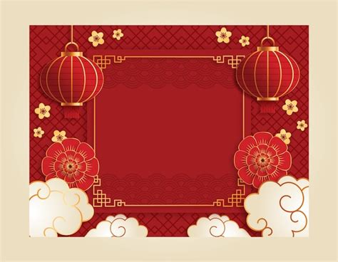 Free Vector | Gradient chinese new year photocall template