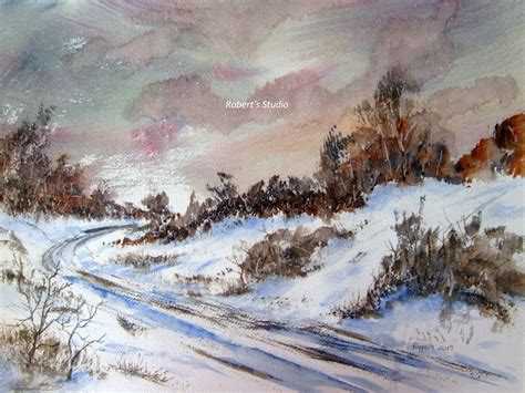 Original Winter Watercolor Landscape Winter Snow Scene - Etsy Australia