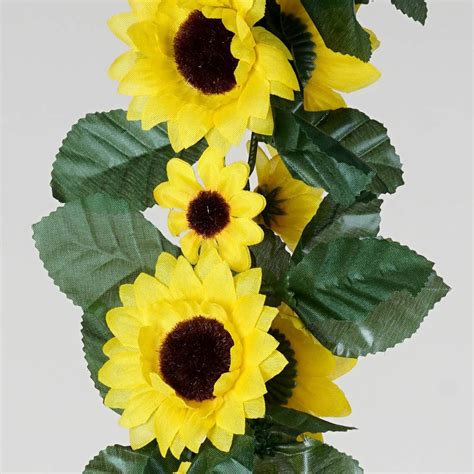 6FT Artificial UV Protected Yellow Sunflower Silk Flower Garland Chain Wedding Arch Gazebo Decor ...