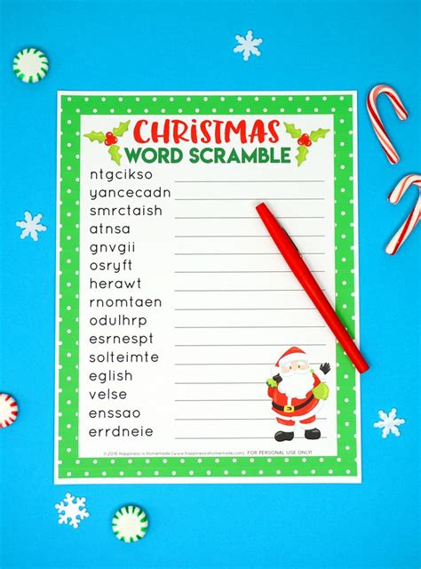 Christmas Word Scramble Printable - Happiness is Homemade