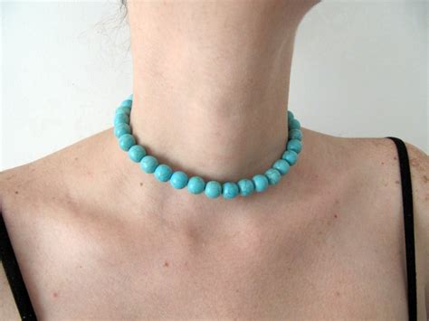 Turquoise Choker Beaded Turquoise Choker Necklace Turquoise Necklace Choker. - Etsy