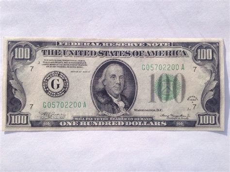 Old Vintage 1934 One Hundred Dollar Bill $100 Federal Reserve Note ...