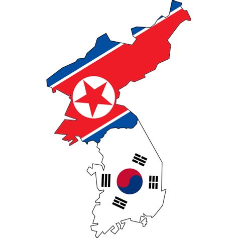 North and South Korea Flag Map No Jeju | Free SVG