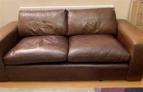 Handmade Italian brown leather 3-seater sofa | in Twickenham, London | Gumtree