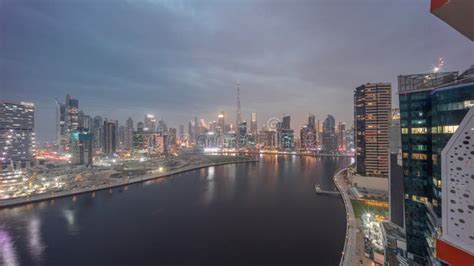 Aerial Skyline of Dubai Business Bay and Downtown with the Various ...