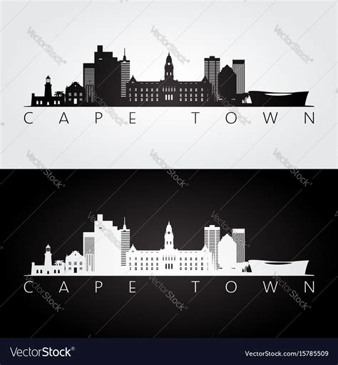 Cape town skyline and landmarks silhouette Vector Image