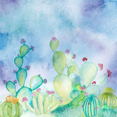 Premium Vector | Watercolor cactus background.