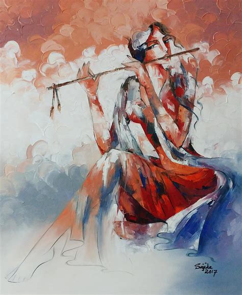 Young Lady Playing Flute Painting by Sajida Hussain - Pixels