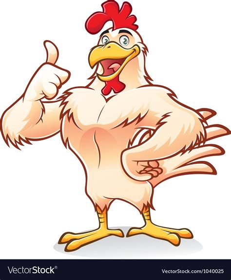 Strong chicken vector image on VectorStock | Chicken vector, Cartoon chicken, Cartoon rooster