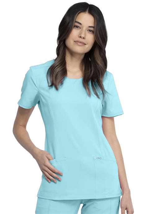 Cherokee - Cherokee Infinity Women Scrubs Top, Round Neck, Plus Size, 2624A, 3XL, Sea Salt ...