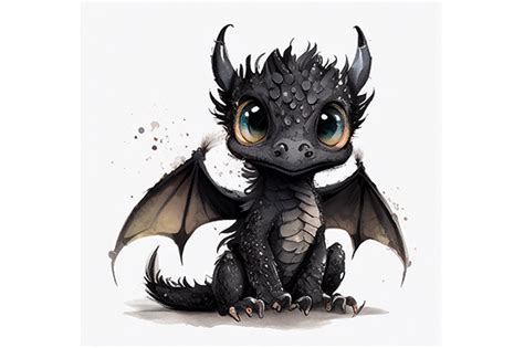 Cute Baby Black Dragon PNG File Wall Art Graphic by WangTemplates ...