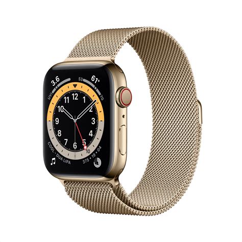 Apple Watch Series 6 GPS + Cellular, 44mm Gold Stainless Steel Case with Gold Milanese Loop ...