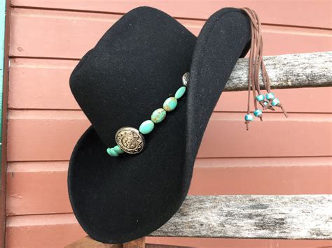 Turquoise beaded hatband | Etsy | Turquoise beads, Hat band, Beaded