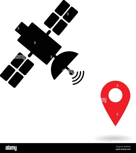 Satellite GPS navigation pictogram, vehicle navigation technology. Broadcasting vector ...