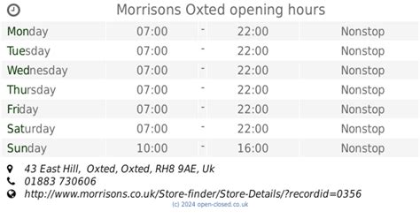 Morrisons Oxted opening times (2019 update)