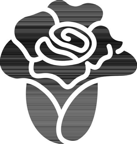 black and white Illustration Of Rose Flower Icon in Flat Style ...