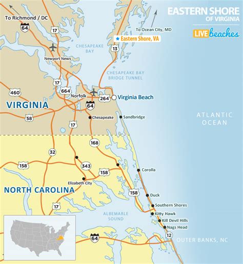 Map of Eastern Shore of Virginia - Live Beaches