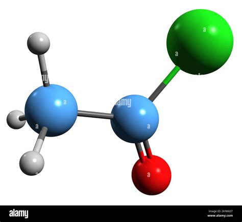 3D image of Acetyl chloride skeletal formula - molecular chemical ...