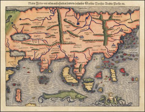 (First Printed Map of Asia) Neuw India / mit vilen anstossenden lendern ...