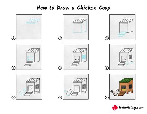 How to Draw a Chicken Coop - HelloArtsy