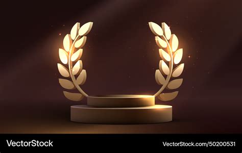 Award podium with golden leaves winner Royalty Free Vector