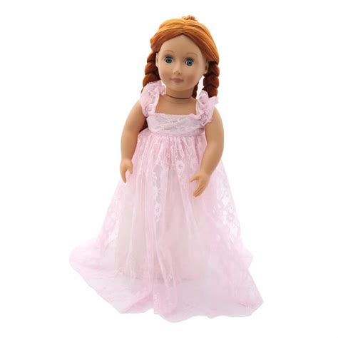 New Summer American Girl Doll Clothes Doll Accessories pink flower lace princess dress for 18 ...