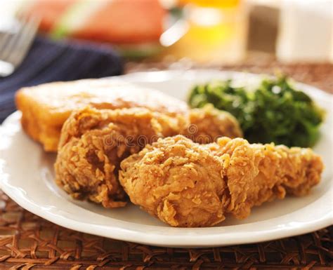 Soul Food - Fried Chicken with Collard Greens Stock Image - Image of ...