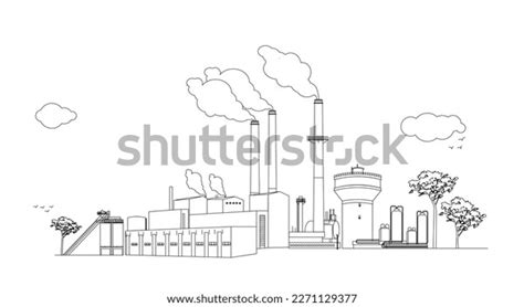 Line Drawing Vector Illustration Factory Area Stock Vector (Royalty Free) 2271129377 | Shutterstock