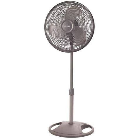 Lasko 16 in. 3 Speeds Pedestal Fan in Gray with Adjustable Height ...