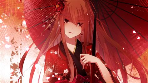 umbrella, Anime Girls, Flowers, Kimono, Original Characters Wallpapers ...