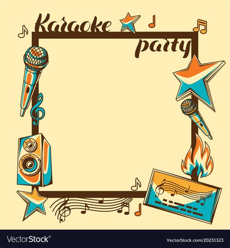 Karaoke party card music event background Vector Image