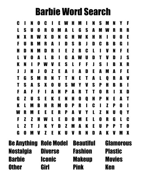 A Barbie Wordsearch - WordMint