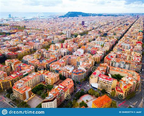 Aerial View of Barcelona Eixample District Stock Photo - Image of water ...