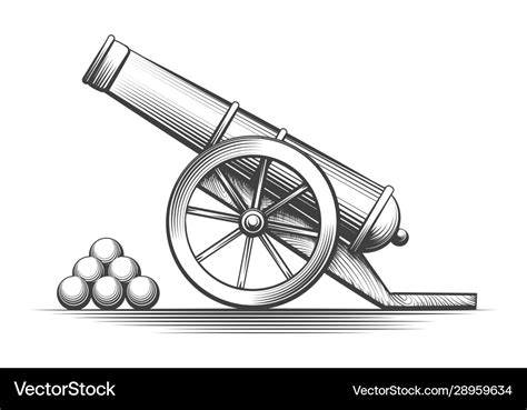 Cannon weapon firing Royalty Free Vector Image