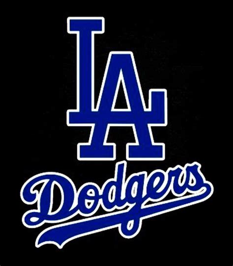 the los angeles dodgers logo is shown in blue and white on a black ...