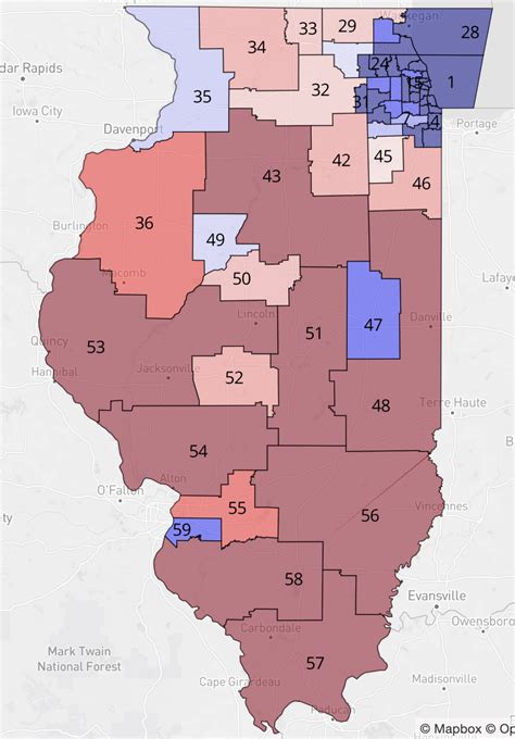 My first Illinois State Senate map (colored based on 2020 presidential ...