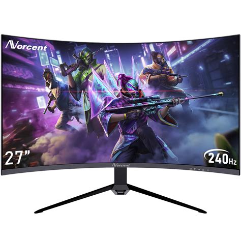 Norcent 27-inch FHD VA Gaming Curved Monitor with Rainbow Lights, 240Hz ...