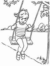 Girl On Swing sketch template