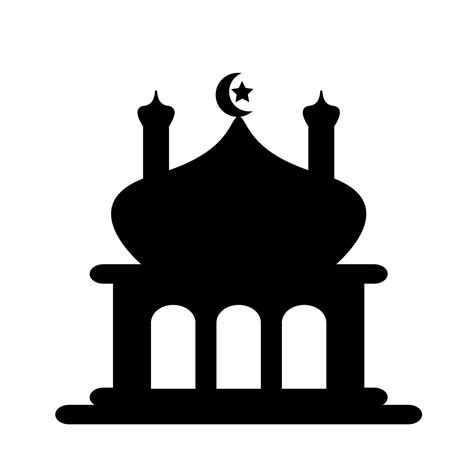 Simple mosque illustration with black color. Mosque silhouette icon logo template. Mosque icon ...