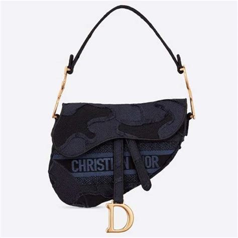 Dior Women Iconic Saddle Bag Camouflage Embroidered Canvas Christian ...